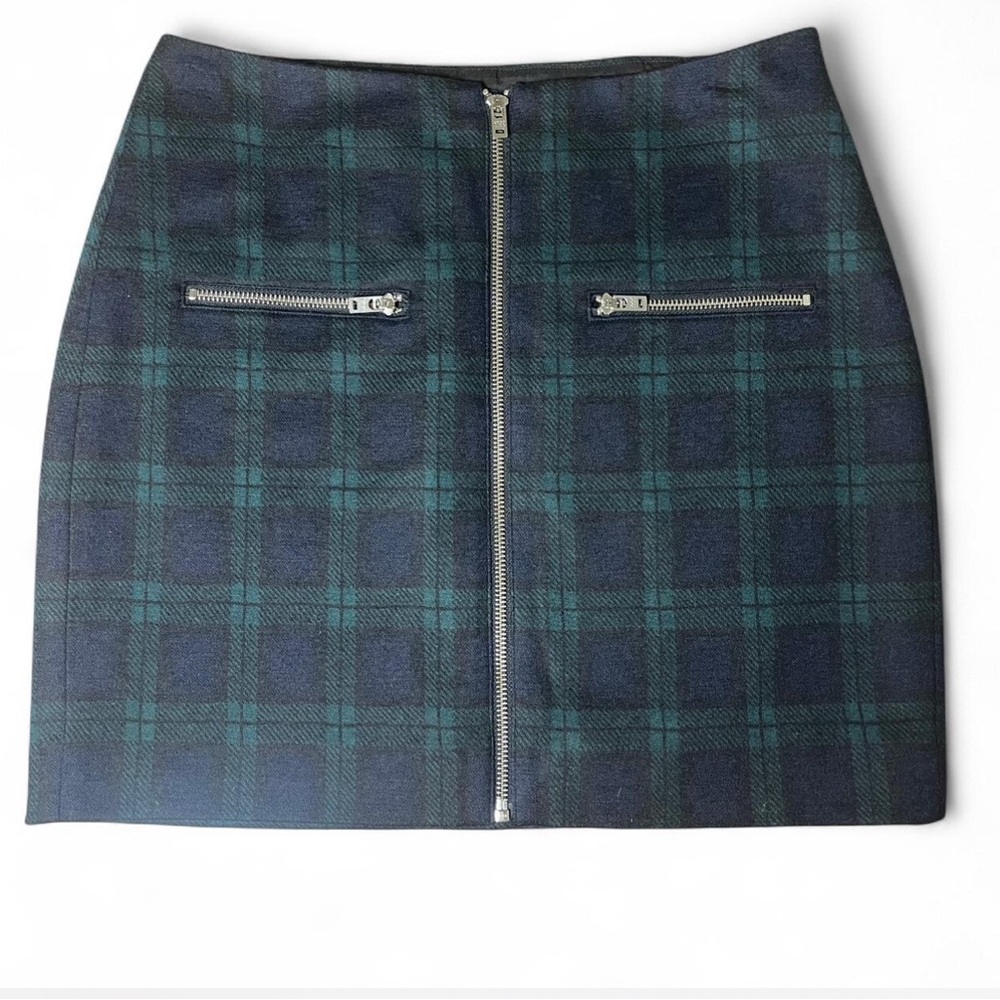 Madewell Blue & Green Plaid Zippered Mini Skirt - Size 4 - 16” Length